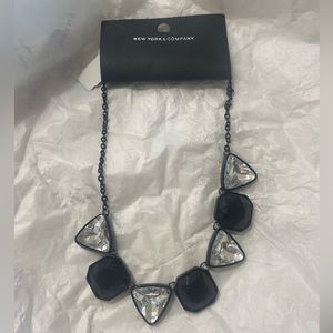 NWT New York & Company Black and silver jeweled necklace